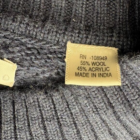 Alex Cannon Wool Blend Navy Cable Knit Dad Grandpa Mock Neck Sweater Mens Sz L - Picture 5 of 6